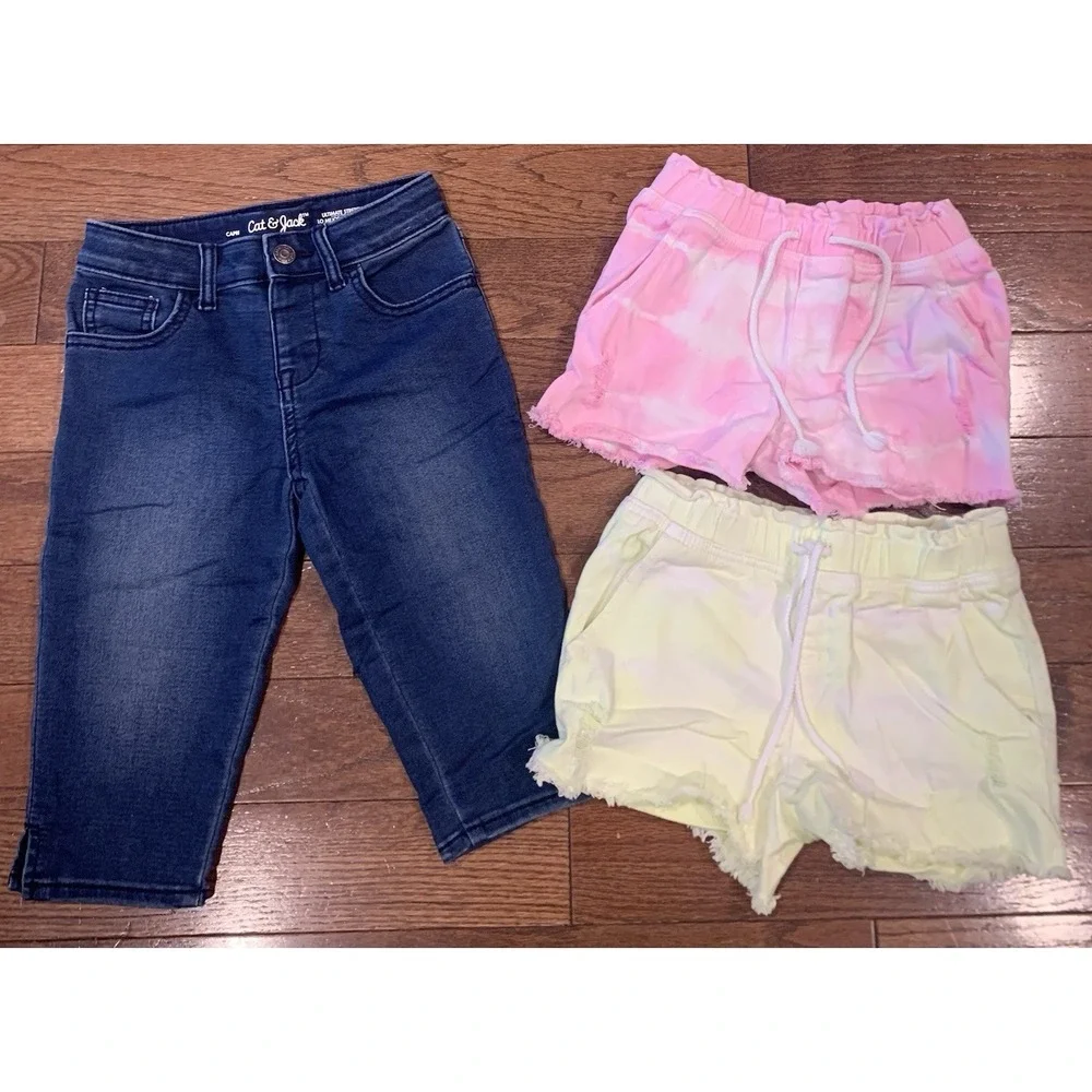 Lot‎ Of 3 Girl's Cat & Jack Capris Sz 6/6x , Justice Shorts Sz 7